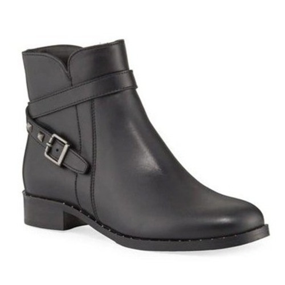 LA CANADIENNE $585 Women's Sailor Waterproof‎ Leather Zip Booties In Black Sz 9M